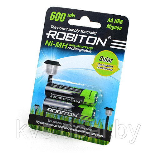 Аккумулятор ROBITON 600MHAA-2 SOLAR BL2 - фото 1 - id-p85001656