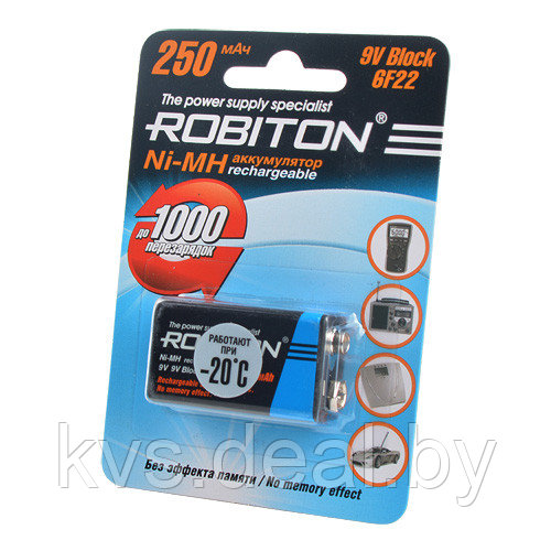 Аккумуляторная батарея Robiton 9V-250mAh BL1 - фото 1 - id-p85001674