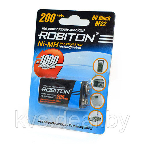 Аккумуляторная батарея Robiton 9V-200mAh 1S - фото 1 - id-p85001672