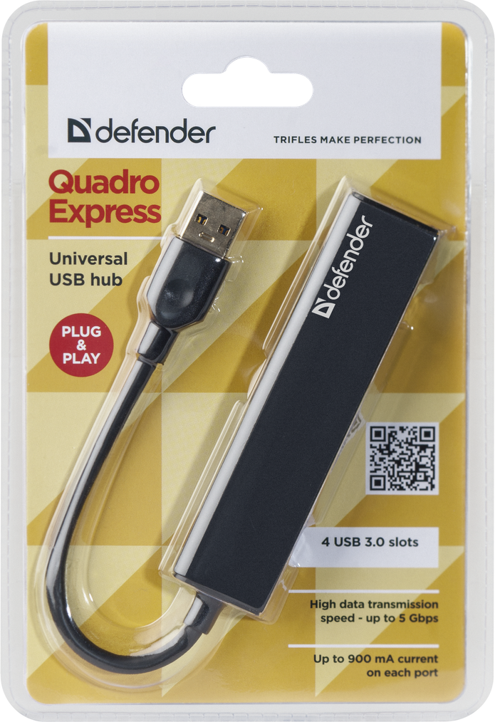 Универсальный USB разветвитель Defender Quadro Express USB3.0, 4 порта - фото 3 - id-p85044579