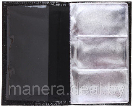 Визитница из натуральной кожи «Кинг», 115 × 185 мм, 3 кармана, 18 листов, черный - фото 2 - id-p85044589