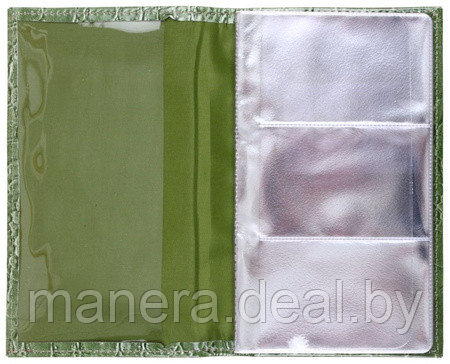 Визитница из натуральной кожи «Кинг», 115 × 185 мм, 3 кармана, 18 листов, зеленый - фото 2 - id-p85044644
