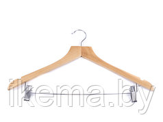 Вешалка-плечики для одежды деревянные с прищепками, 44,5 см.