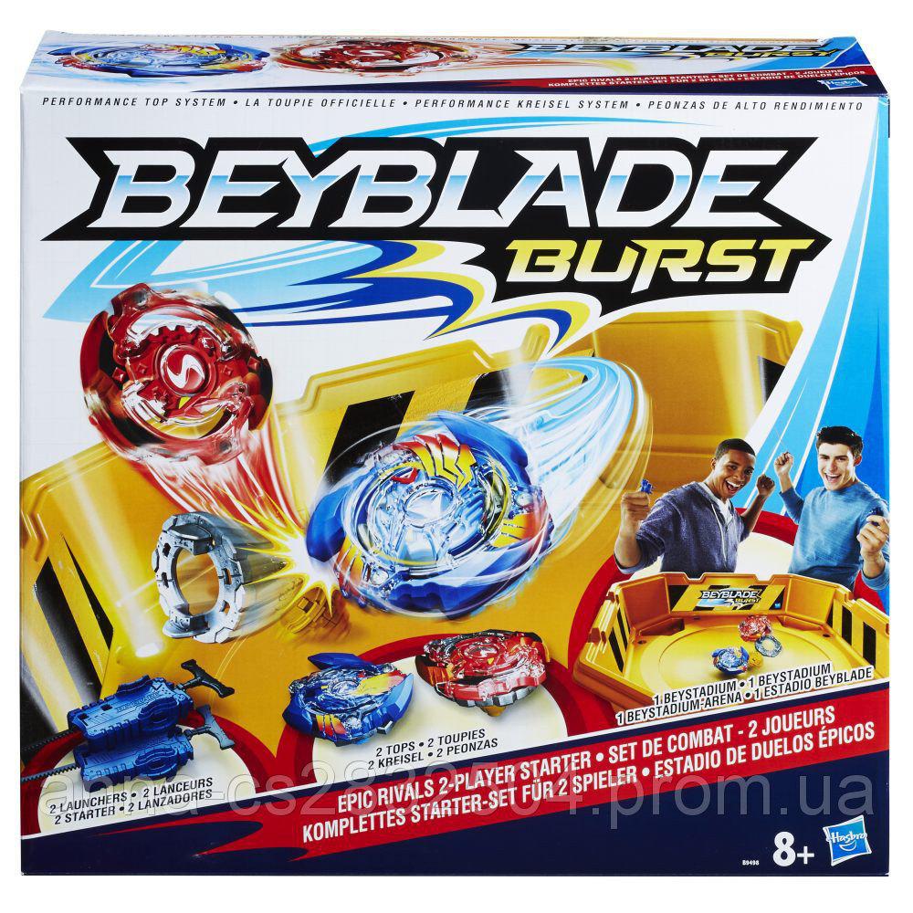 Набор Beyblade Burst Epic Rivals Battle Бейблейд арена желтая и 2 волчка - фото 1 - id-p85070527