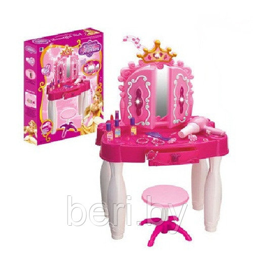 Игровой набор Трюмо 661-21 Салон красоты с аксессуарами, туалетный столик с зеркалом, светом, звуком 661-21