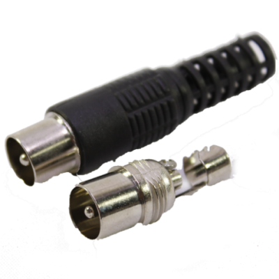 Переходник штекер ТВ - на кабель RG6 - прямой, разборный, пластиковый