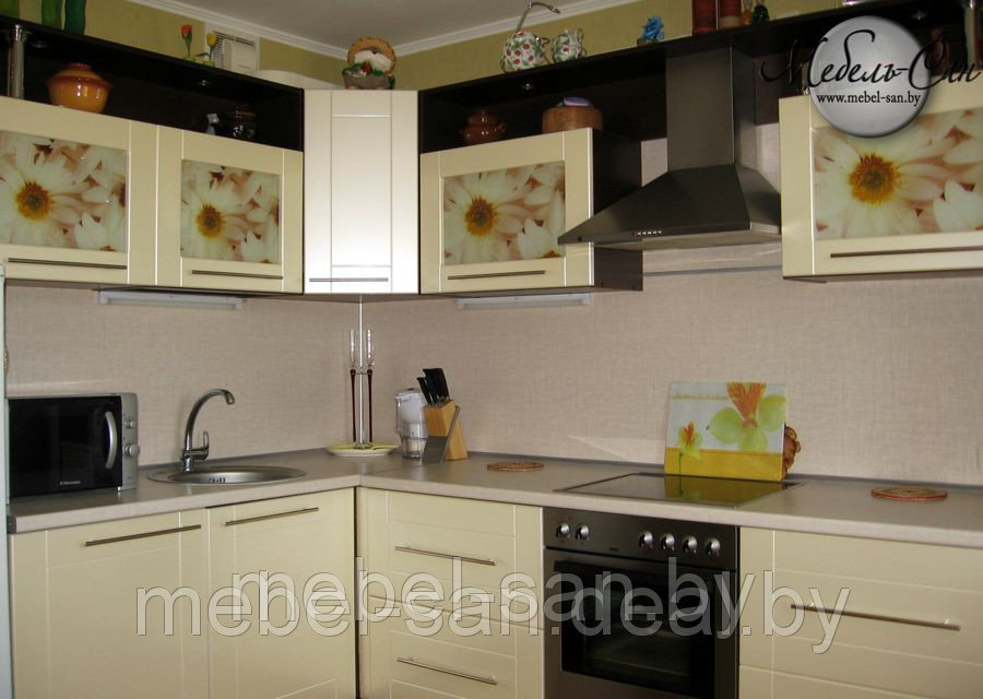 Кухня угловая Ромашки, широкоформатная фотопечать - фото 2 - id-p1683688