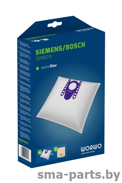 Комплект пылесборников (одноразовый мешок) для сухого пылесоса Bosch (Бош), Siemens (Сименс) SBMB 01 K (4 шт.) - фото 1 - id-p78761749