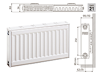 Радиатор стальной Прадо Radiator Prado Classic - боковая подводка тип 21 500х2800