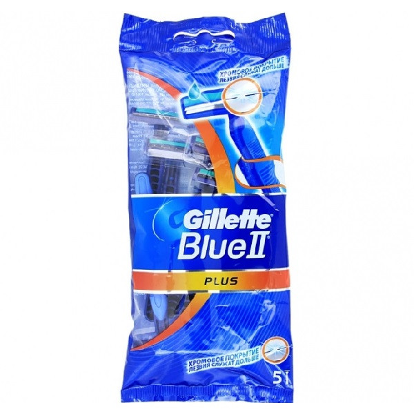 Однораз станки Gillette Blue II Plus  5шт /страна про-ва Польша