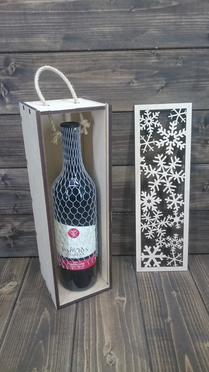 Пенал для вина с гравировкой со снежинками - фото 2 - id-p85297707