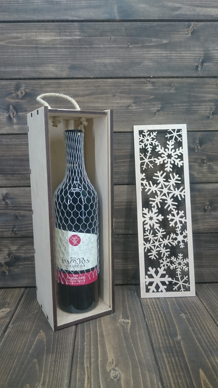 Пенал для вина с гравировкой со снежинками - фото 3 - id-p85297707