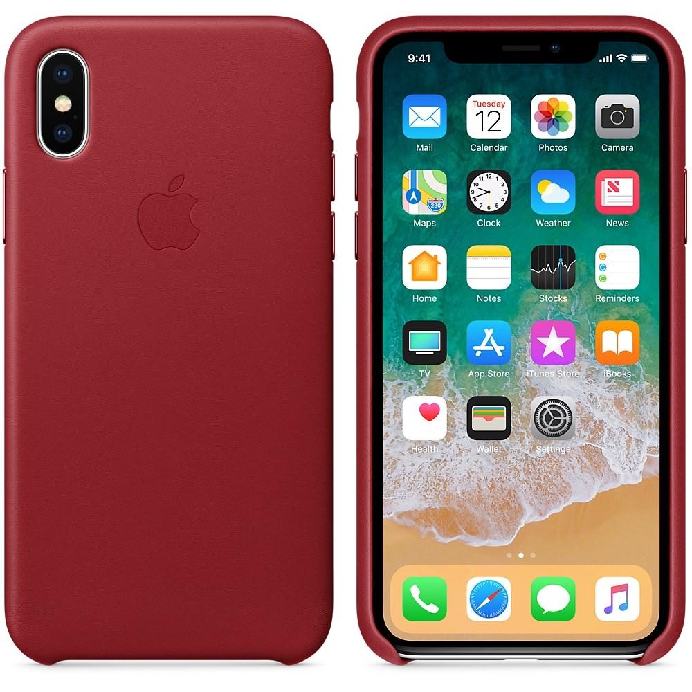 Кожаный чехол для iPhone X, красный цвет, MQTE2ZM/A оригинальный