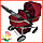MELOBO 9695 коляска для кукол С СУМОЧКОЙ, съемная люлька, перекидная ручка, розовая в горох, фото 4