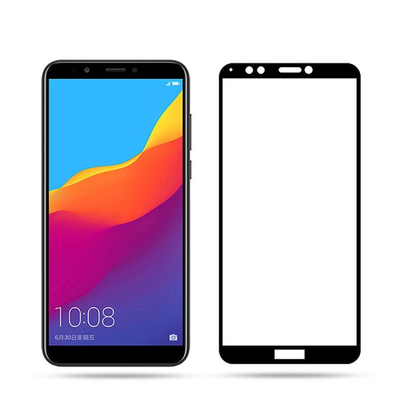 Защитное стекло Full-Screen для Huawei Y9 2018 черный (полноразмерное)