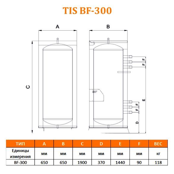 Буферная емкость без теплообменника TIS BF300 - фото 2 - id-p50994937
