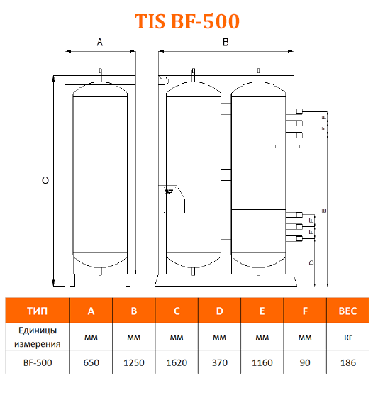 Буферная емкость без теплообменника TIS BF500 - фото 2 - id-p50994938