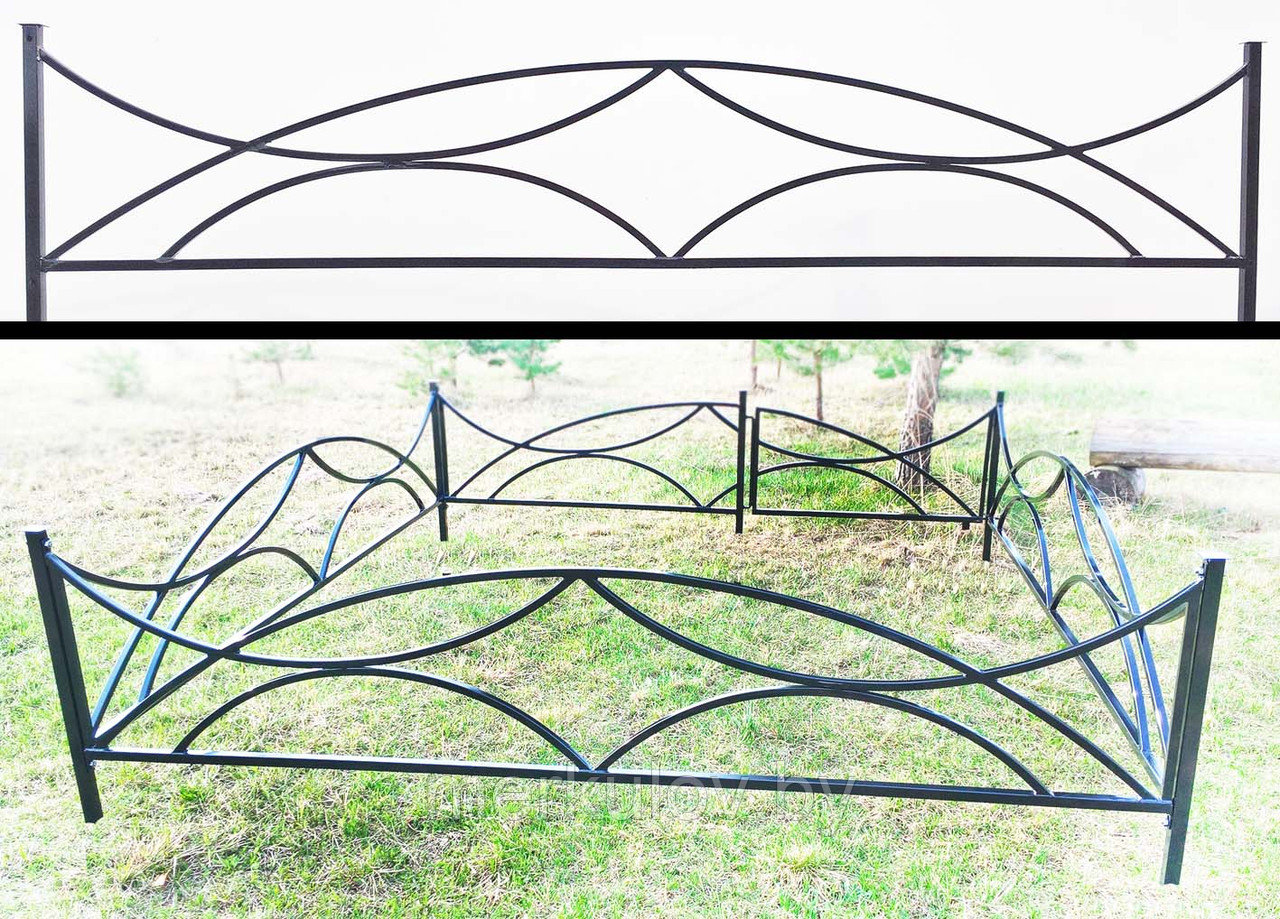 Ограда под заказ №21, металлическая из профиля для могилы.