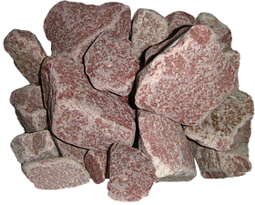 Камни для бани малиновый кварцит обвалованный.