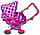 Коляска для кукол с люлькой, коляска-трансформер MELOBO 9346, от 2-х лет, розовая в горох, фото 3