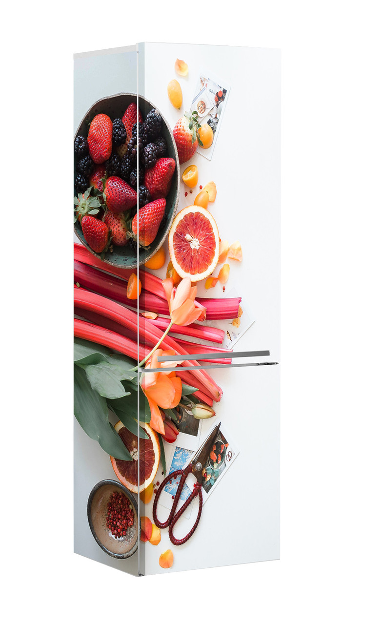 Наклейка на холодильник с фруктами на белом фоне - фото 1 - id-p85508967