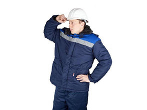Куртка утепленная (синяя+василек) с капюшоном "БРИГАДИР" р.52-54 рост 170-176, РФ (Артекс)