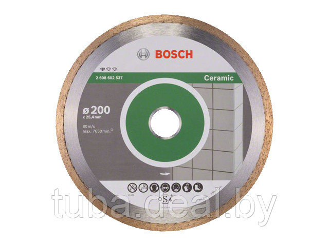 Алмазный круг 200х25.4 мм по керамике сплошн. STANDARD FOR CERAMIC BOSCH ( сухая/мокрая резка) - фото 1 - id-p85543692