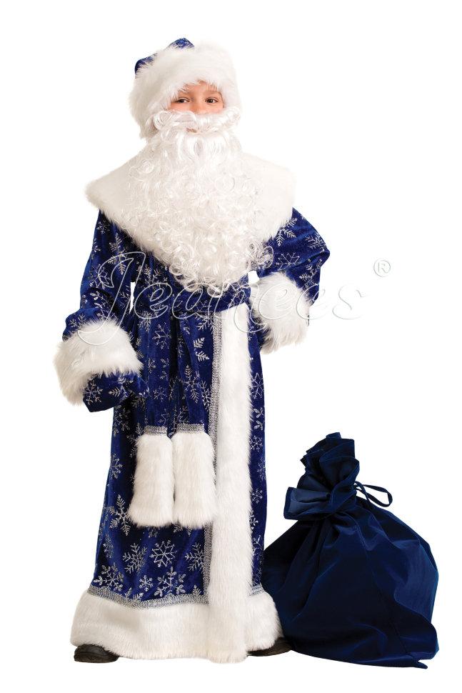 Карнавальный костюм Дед Мороз синий плюш, детский