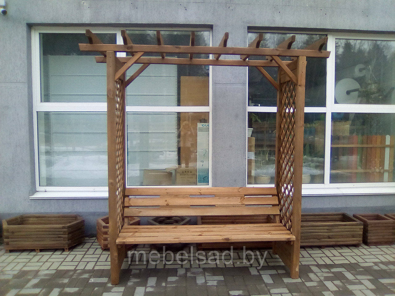 Пергола садовая со скамьей из массива сосны "Диана": продажа, цена в ...