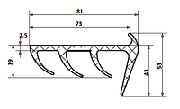 Профиль уплотнительный для рефрижератора 3-х лепестковый L=78мм (2,6м)