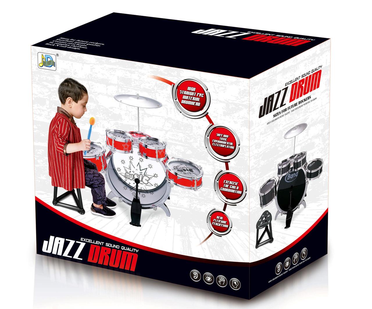Детская барабанная установка Jazz Drum арт. 6604-2 (красная) - фото 2 - id-p85696805