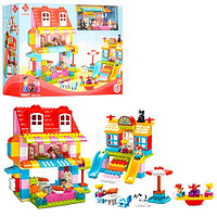Конструктор JDLT 55007 дом с детской площадкой, 210 деталей ( Аналог Lego Duplo), крупные детали