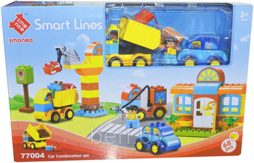 Конструктор 77004 Smoneo-Smart Lines Стройплощадка с крупными деталями, 68 деталей (аналог Lego Duplo) - фото 2 - id-p85710430
