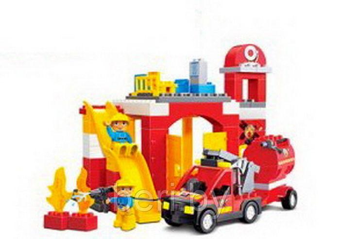 Конструктор JIXIN 9188C Пожарная станция с крупными деталями, 61 деталь (аналог Lego Duplo 6168) - фото 3 - id-p85710540