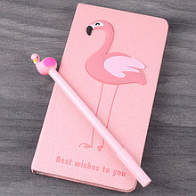 Блокнот 10х18см 80л Фламинго с ручкой ассорти