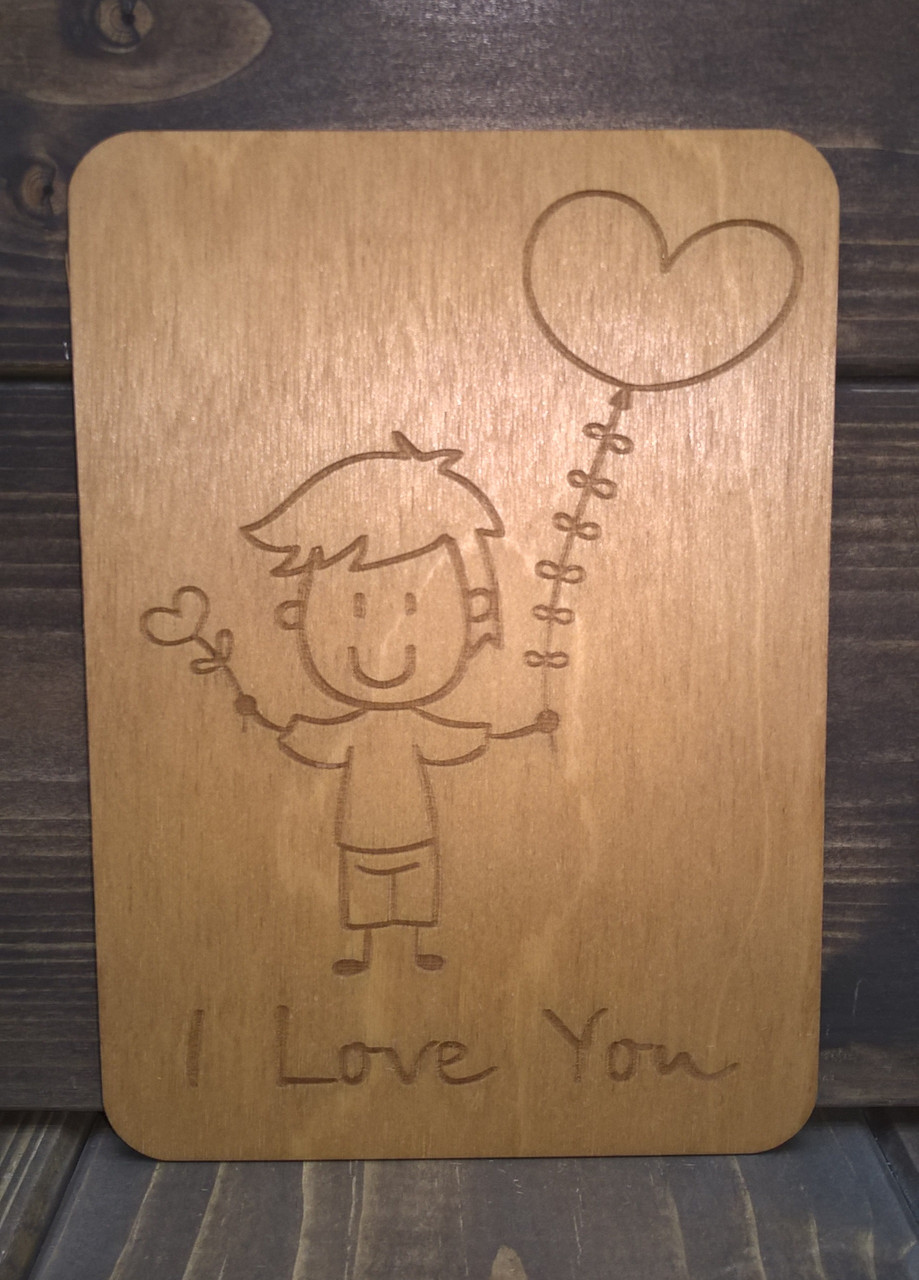 Открытка "I love you" мальчик с шариком и цветком - фото 2 - id-p85712889
