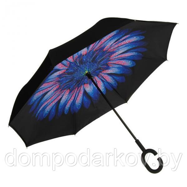 Зонт наоборот "Цветок", механический, R=56см, цвет синий/чёрный