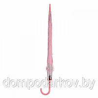 Зонт-трость "Кружево", полуавтоматический, R=46см, цвет розовый, фото 4