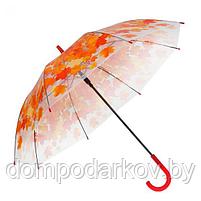 Зонт-трость "Листопад", полуавтоматический, R=42,5см, цвет оранжевый, фото 2
