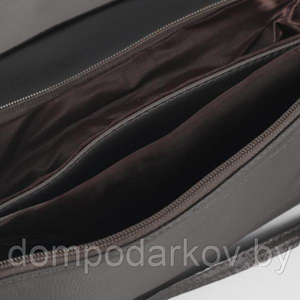 Клатч женский на молнии, 3 отдела, наружный карман, с ручкой, длинный ремень, цвет серый - фото 5 - id-p85721378