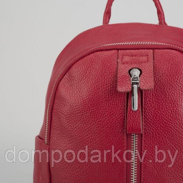 Рюкзак молодёжный, 2 отдела на молниях, 4 наружных кармана, цвет красный - фото 4 - id-p85721383