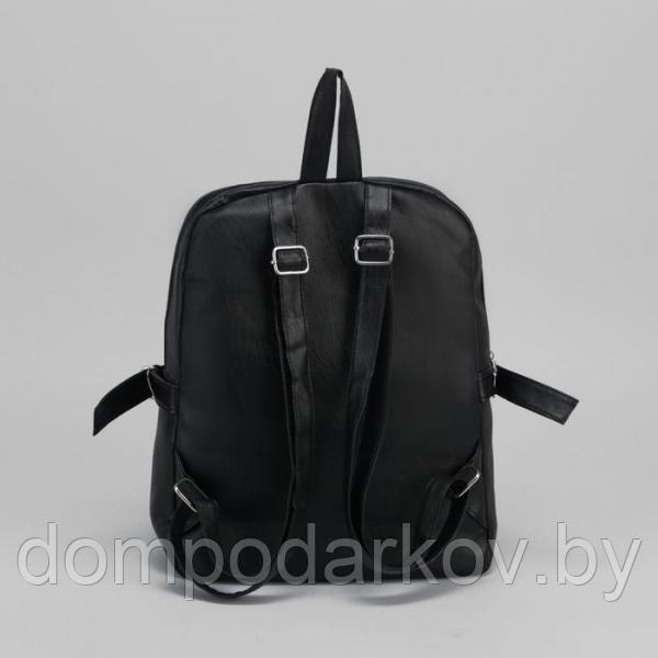 Рюкзак молодёжный, 2 отдела на молниях, цвет чёрный/белый - фото 3 - id-p85721384