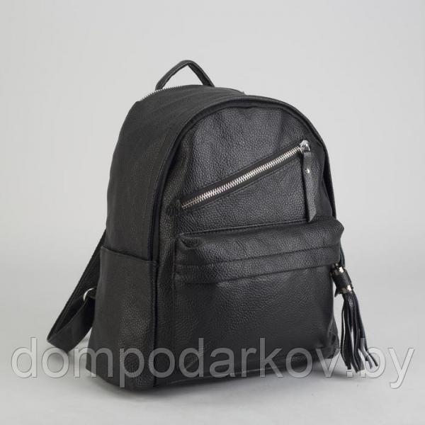 Рюкзак молодёжный, отдел на молнии, 5 наружных карманов, цвет чёрный - фото 1 - id-p85721385