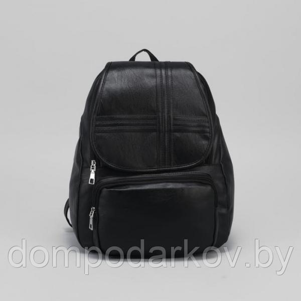 Рюкзак молодёжный, отдел на молнии, наружный карман, цвет чёрный - фото 2 - id-p85721386