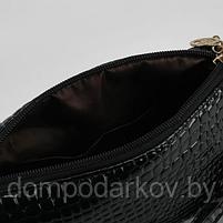 Сумка женская на молнии, 1 отдел, 1 наружный карман, длинный ремень, цвет чёрный, фото 5