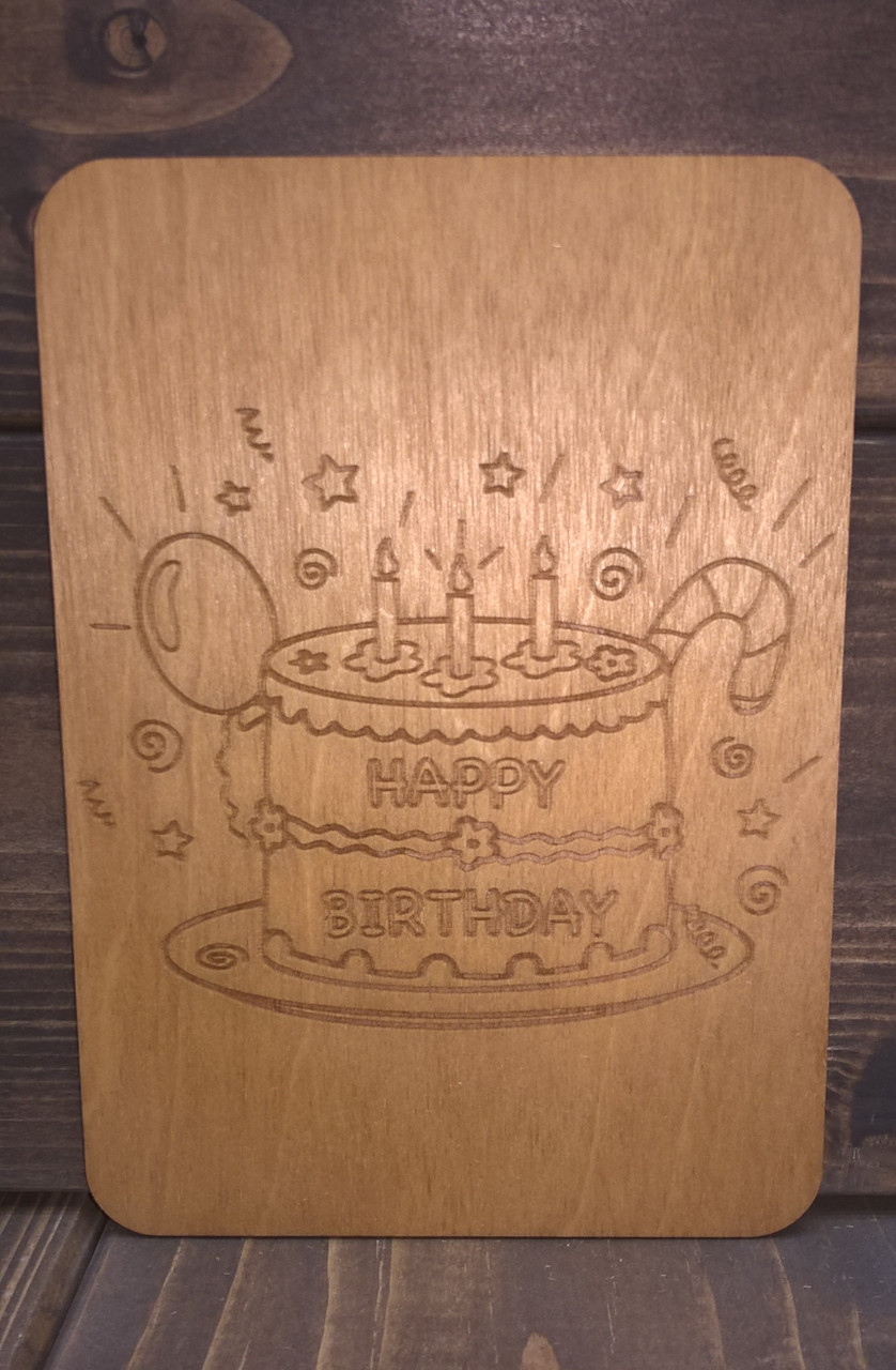 Открытка "Happy birthday" с тортом - фото 2 - id-p85726913