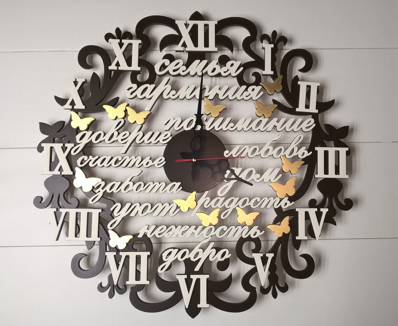 Часы декоративные с бабочками и словами - фото 2 - id-p85868845