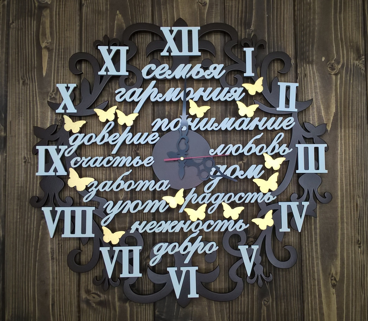 Часы декоративные с бабочками и словами - фото 3 - id-p85868845