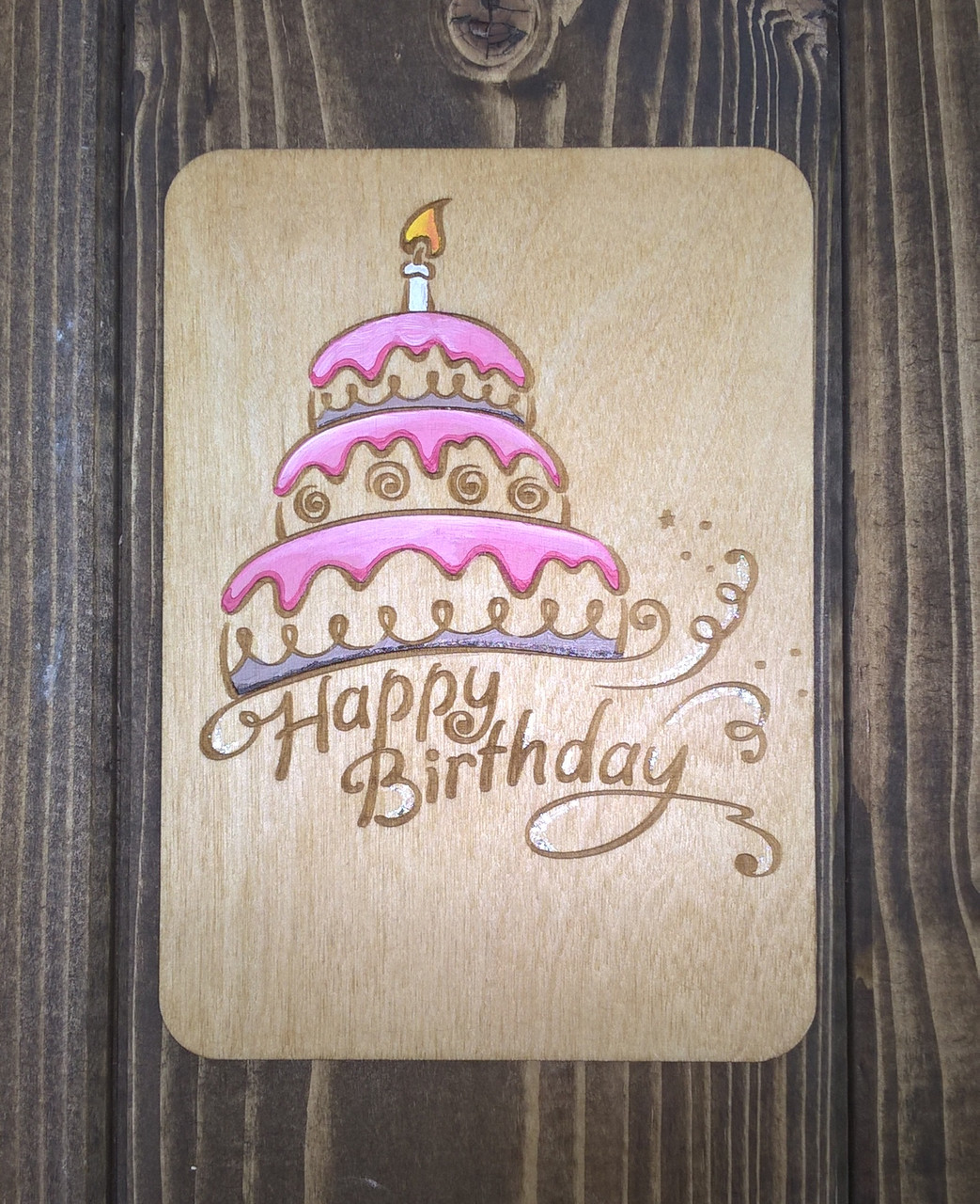 Открытка "Happy Burthday" с тортом, с декором - фото 1 - id-p85872791