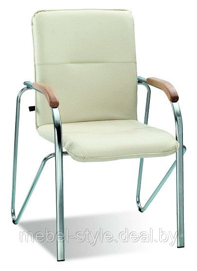Кресла стулья САМБА хром WOOD для переговорных и зон ожиданий, (SAMBA Wood Chrome искусственная кожа ECO)
